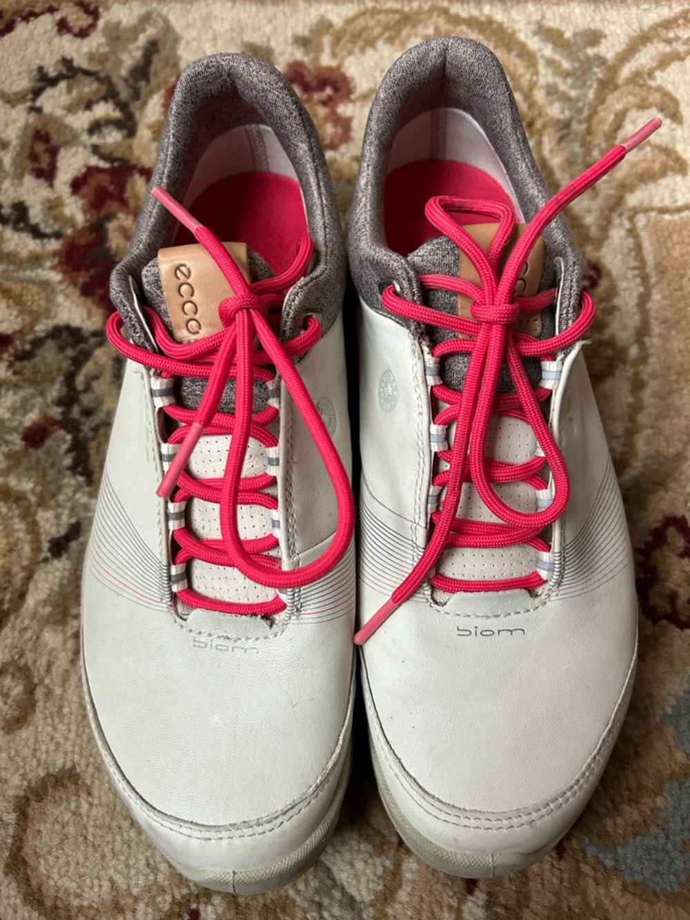 Ecco Women’s Golf Biom Hybrid Shoes Spikeless - White and Teaberry